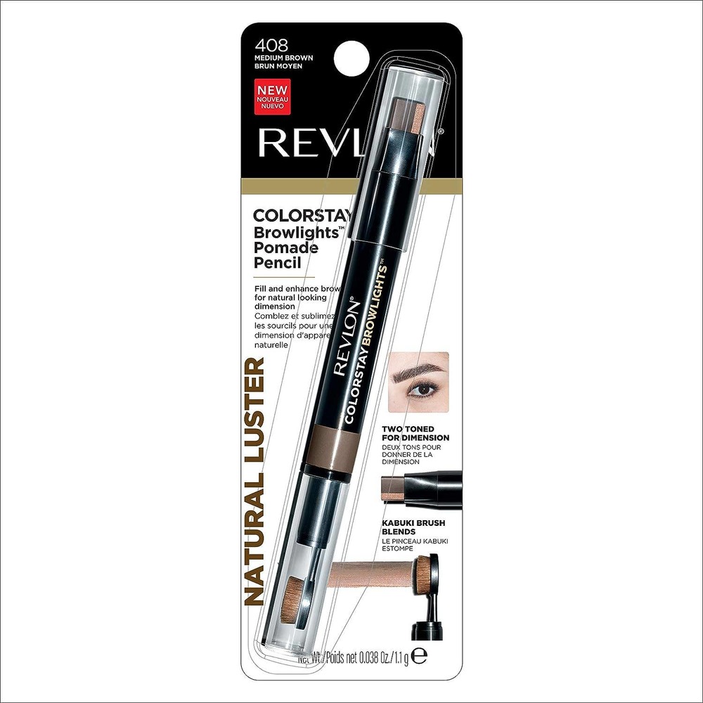 Revlon Colorstay , Eyebrow Pencil & Brow Highlighter, Medium Brown, 0.038 - Picture 1 of 6